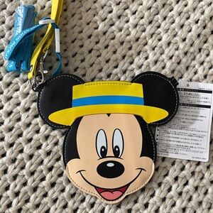 Tokyo Disney Mickey Mouse pass holder  Yellow and Blue Hat